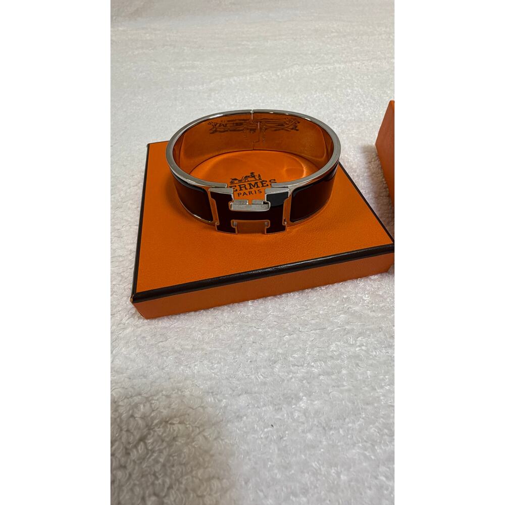 Hermes Clic Clac H Bracelet Black and Silver - Picture 8 of 10